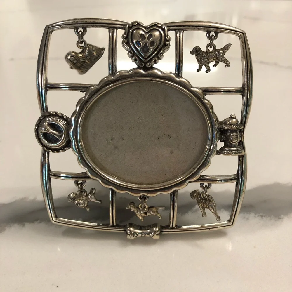 Brighton Silver-Tone Dog Charm Picture Frame 3.5